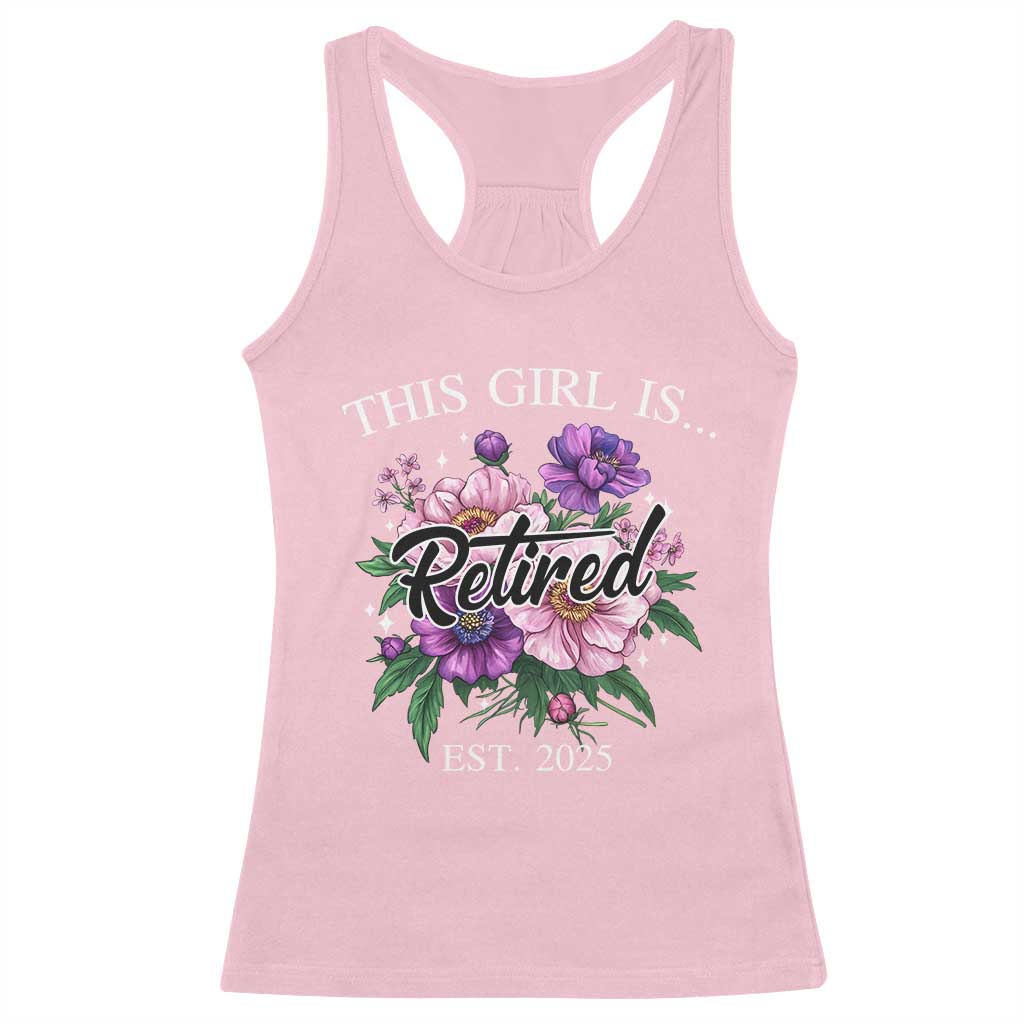 This Girl Is Retired Est 2025 Racerback Tank Top TS09 Light Pink Print Your Wear