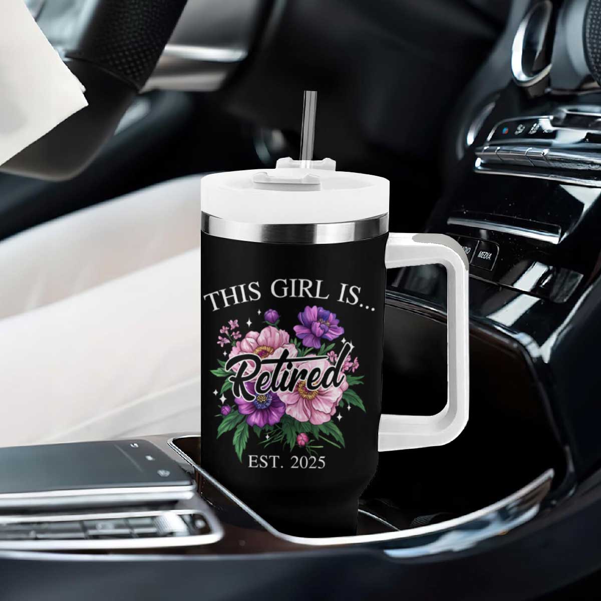 This Girl Is Retired Est 2025 Tumbler With Handle TS09 Print Your Wear