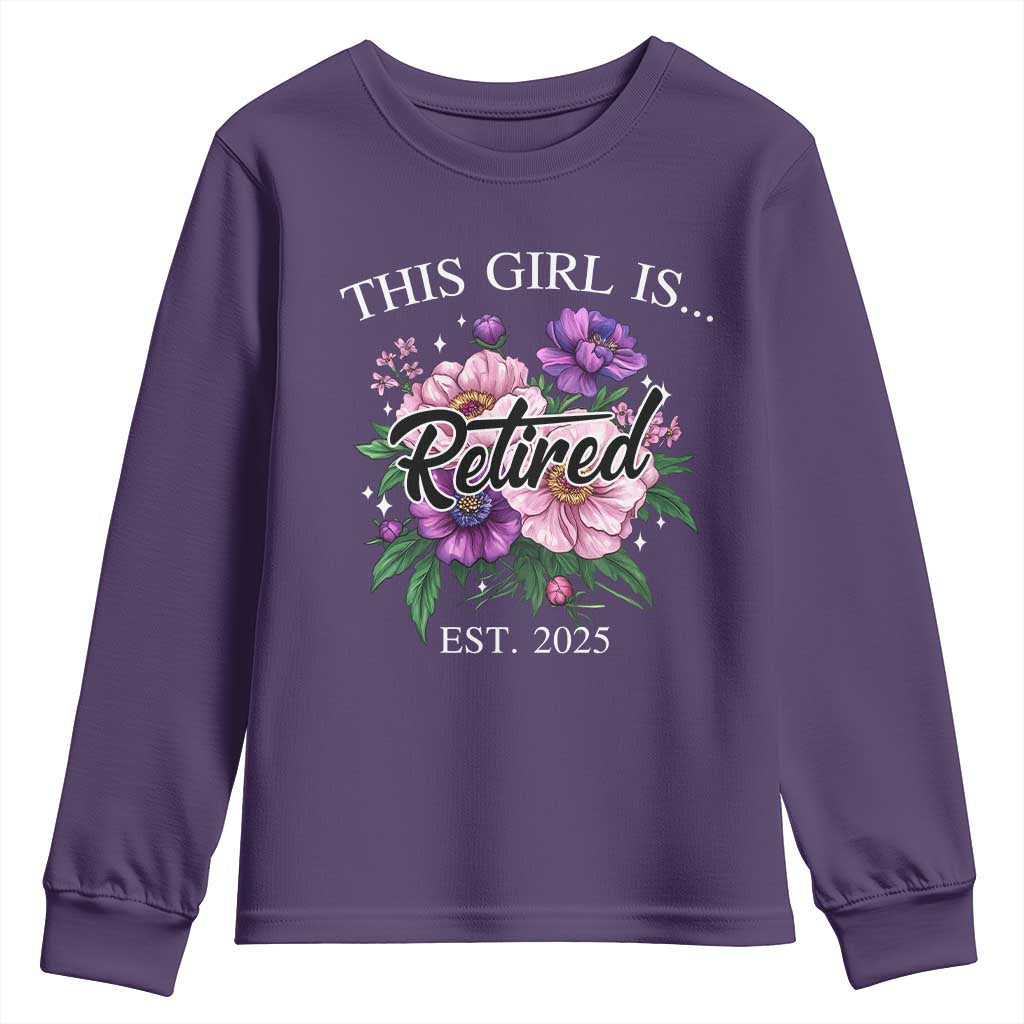 This Girl Is Retired Est 2025 Youth Sweatshirt TS09 Purple Print Your Wear