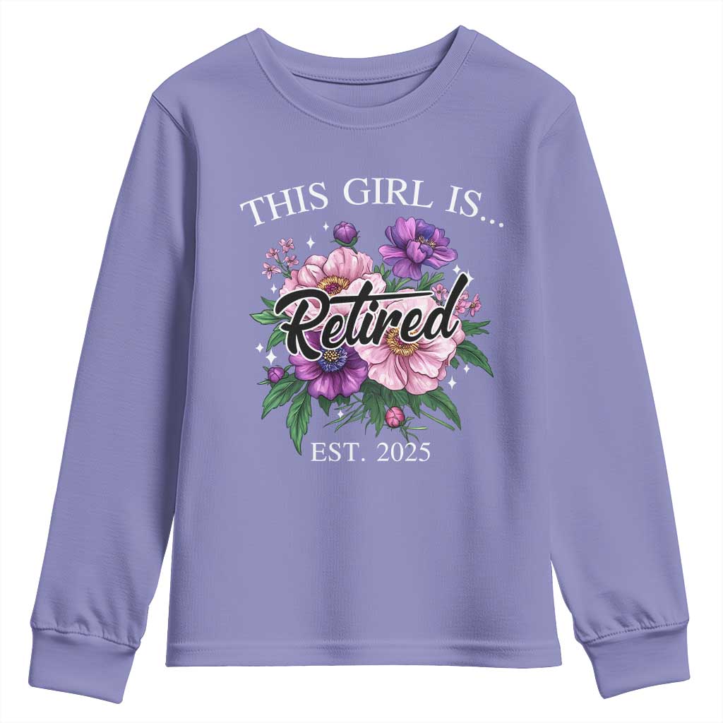 This Girl Is Retired Est 2025 Youth Sweatshirt TS09 Violet Print Your Wear