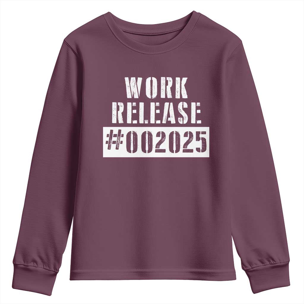Funny Retirement 2025 Youth Sweatshirt Work Release TS09 Maroon Print Your Wear