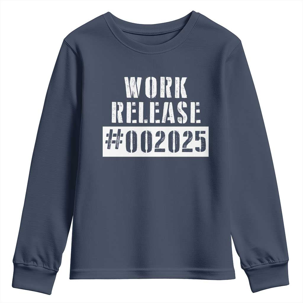 Funny Retirement 2025 Youth Sweatshirt Work Release TS09 Navy Print Your Wear