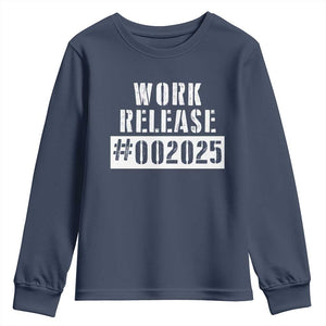 Funny Retirement 2025 Youth Sweatshirt Work Release TS09 Navy Print Your Wear