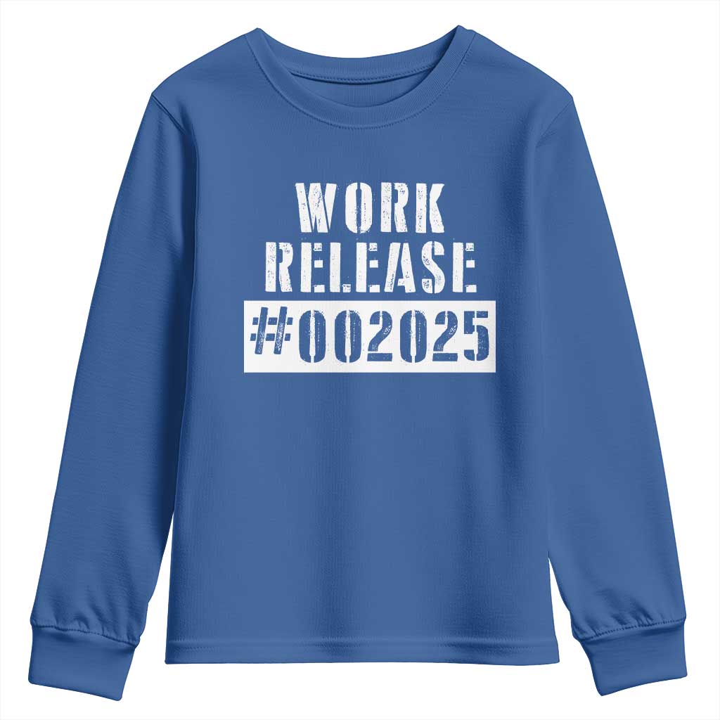 Funny Retirement 2025 Youth Sweatshirt Work Release TS09 Royal Blue Print Your Wear