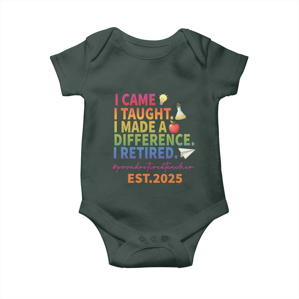 Funny Teacher Retirement 2025 Baby Onesie Came Taught Made Difference Retired TS09 Print Your Wear