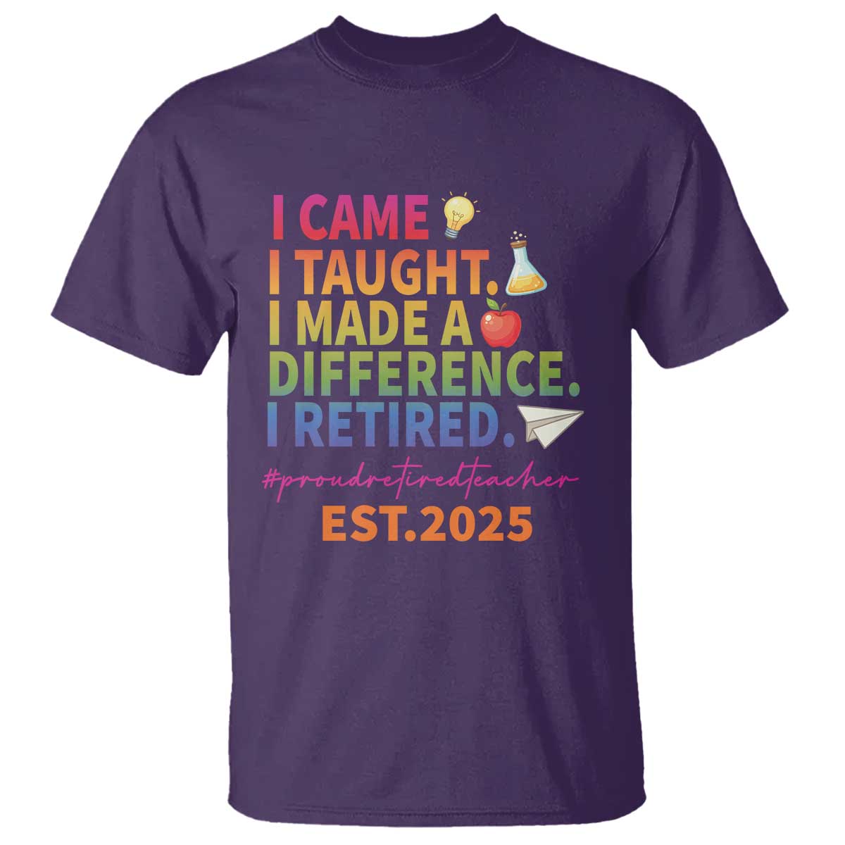Funny Teacher Retirement 2025 T Shirt Came Taught Made Difference Retired TS09 Purple Print Your Wear