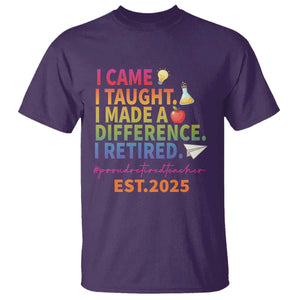 Funny Teacher Retirement 2025 T Shirt Came Taught Made Difference Retired TS09 Purple Print Your Wear