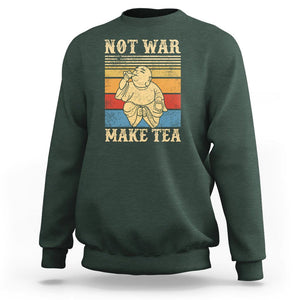 Funny Buddhism Sweatshirt Make Tea Not War Buddha TS09 Dark Forest Green Printyourwear