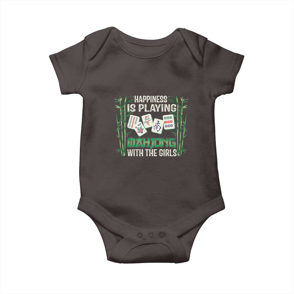 Happiness Is Playing Mahjong With The Girls Baby Onesie TS09 Dark Chocolate Print Your Wear