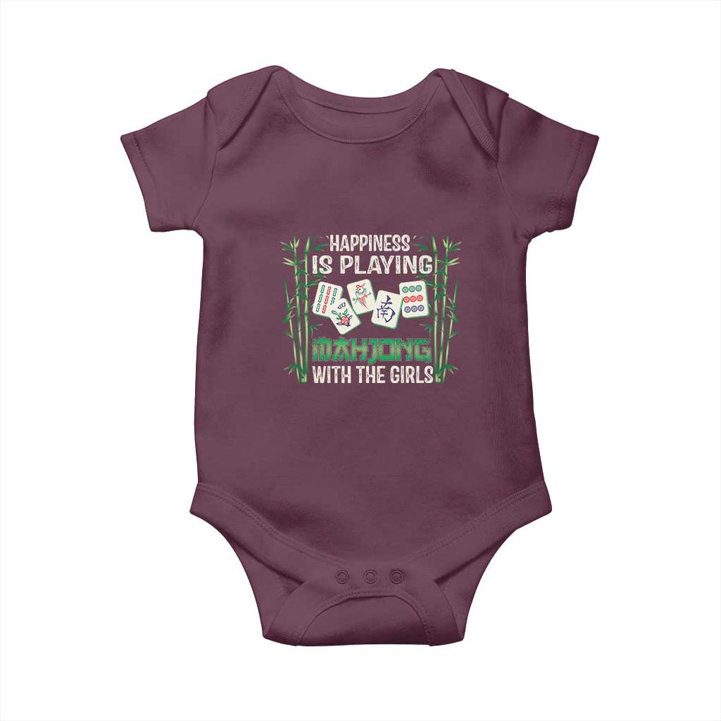Happiness Is Playing Mahjong With The Girls Baby Onesie TS09 Maroon Print Your Wear