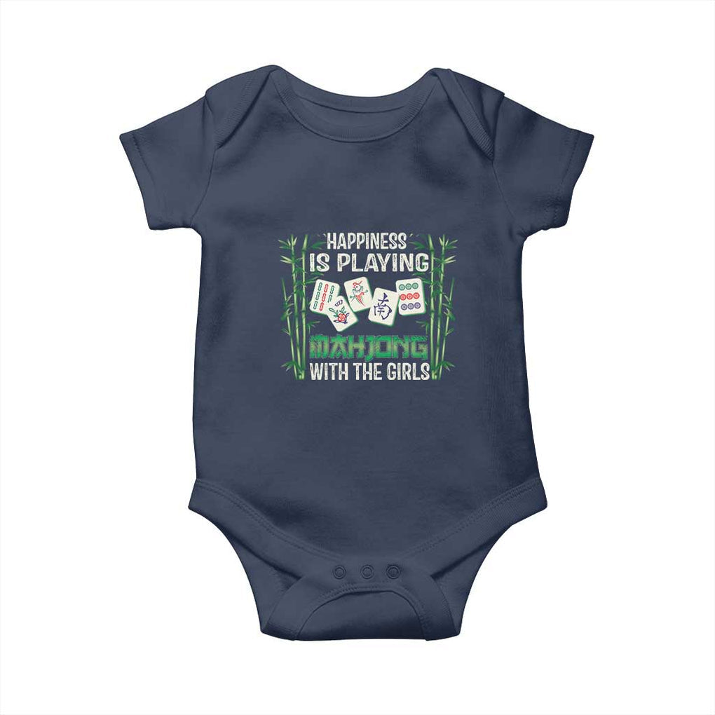 Happiness Is Playing Mahjong With The Girls Baby Onesie TS09 Navy Print Your Wear