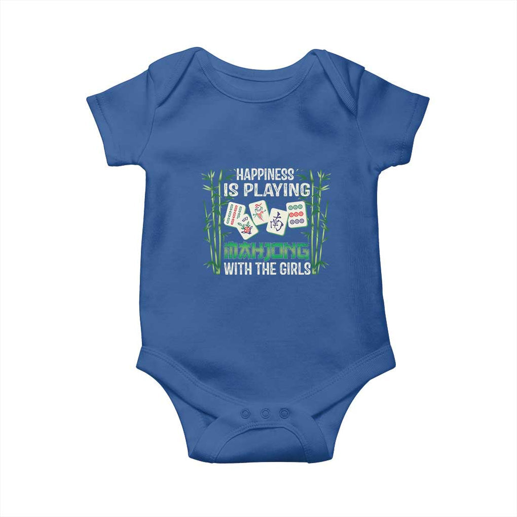 Happiness Is Playing Mahjong With The Girls Baby Onesie TS09 Royal Blue Print Your Wear