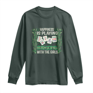 Happiness Is Playing Mahjong With The Girls Long Sleeve Shirt TS09 Dark Forest Green Print Your Wear