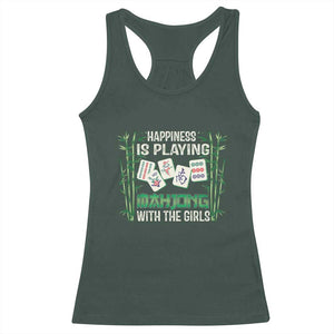Happiness Is Playing Mahjong With The Girls Racerback Tank Top TS09 Dark Forest Green Print Your Wear
