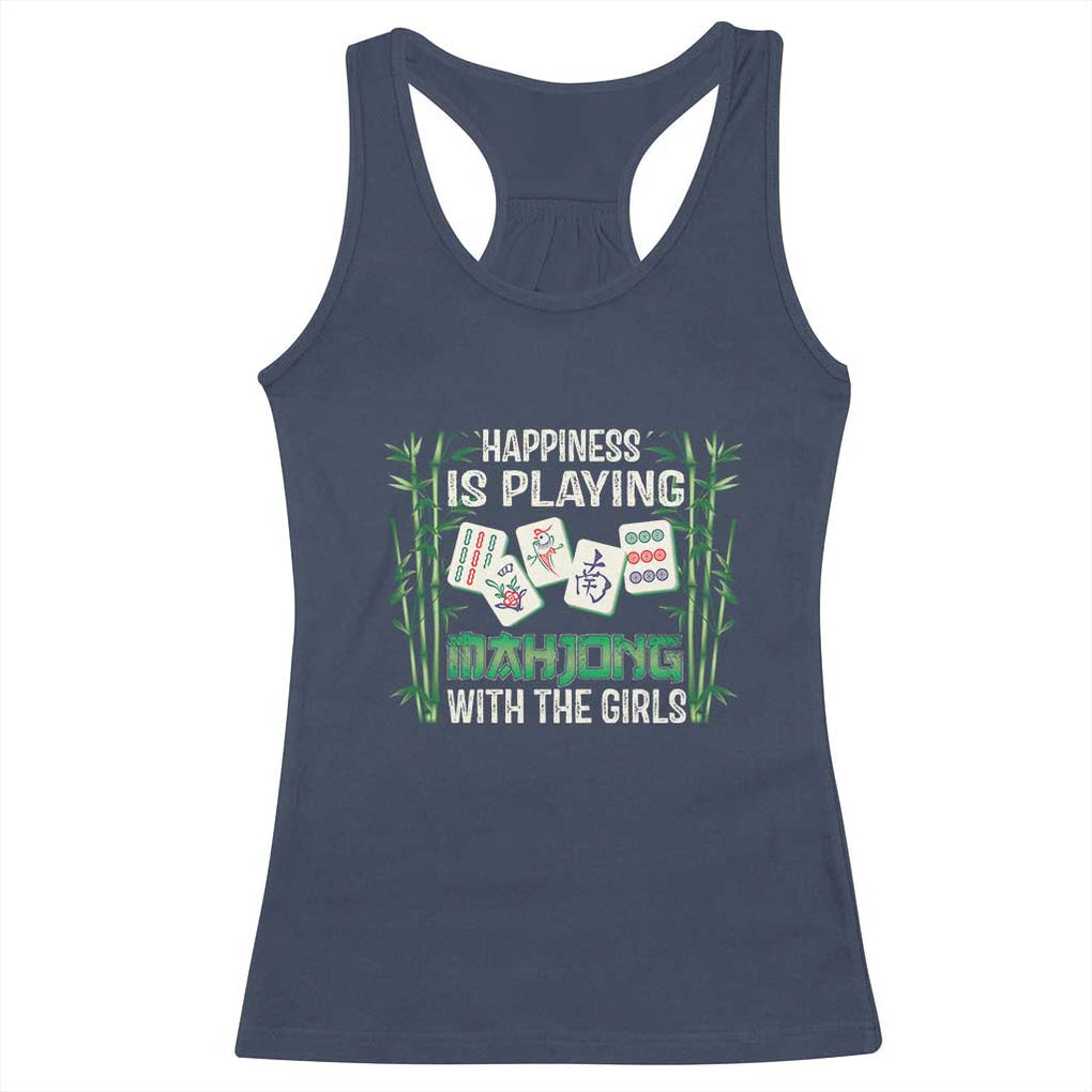 Happiness Is Playing Mahjong With The Girls Racerback Tank Top TS09 Navy Print Your Wear