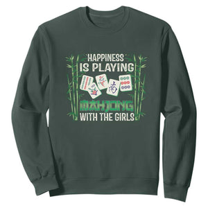 Happiness Is Playing Mahjong With The Girls Sweatshirt TS09 Dark Forest Green Print Your Wear