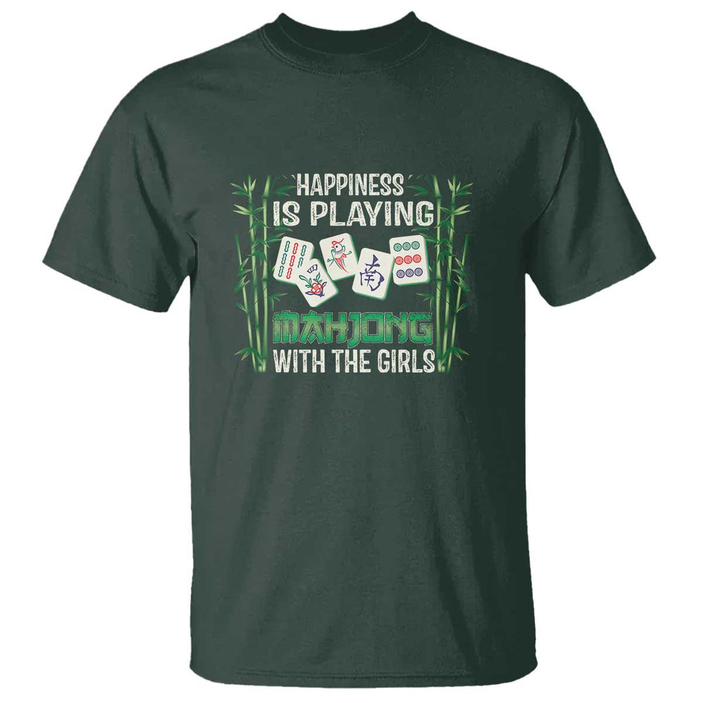 Happiness Is Playing Mahjong With The Girls T Shirt TS09 Dark Forest Green Print Your Wear
