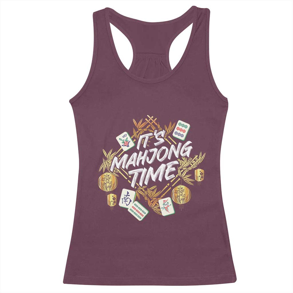 It's Mahjong Time Gambling Chinese Game Racerback Tank Top TS09 Maroon Print Your Wear