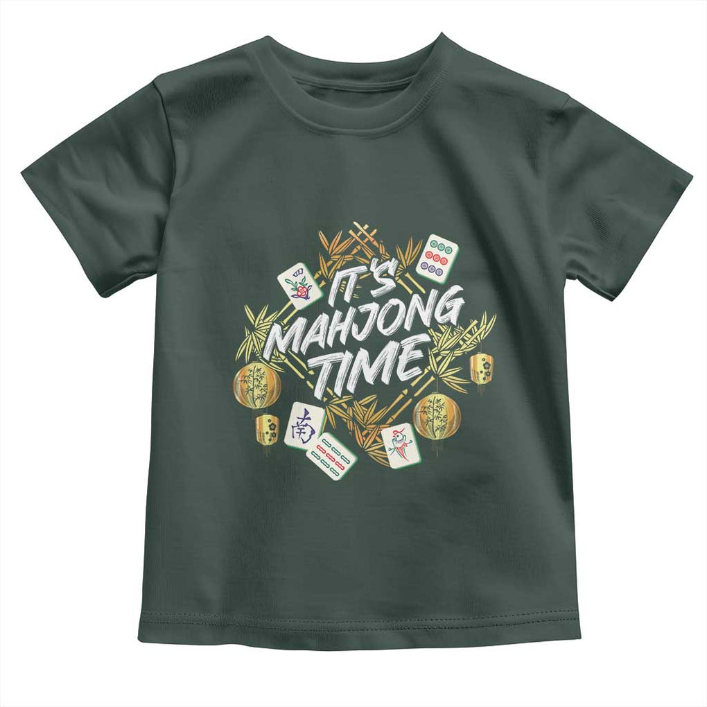 It's Mahjong Time Gambling Chinese Game Toddler T Shirt TS09 Dark Forest Green Print Your Wear