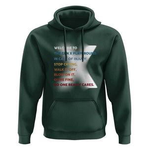 Funny Welcome To The Gen X Playground Hoodie TS09 Dark Forest Green Print Your Wear