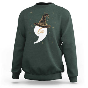 Comma La Harris Sweatshirt Kamala Halloween Witch TS09 Dark Forest Green Print Your Wear