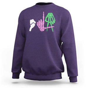Funny Comma La Harris Sweatshirt Kamala Halloween Skeleton Hand Sign TS09 Purple Print Your Wear