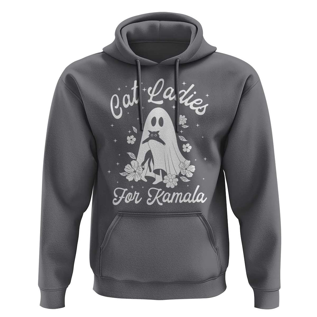 Cat Ladies For Kamala Hoodie Witch And Cats Halloween Harris 2024 TS09 Charcoal Print Your Wear