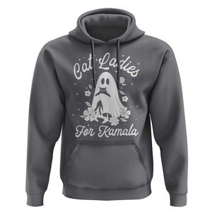 Cat Ladies For Kamala Hoodie Witch And Cats Halloween Harris 2024 TS09 Charcoal Print Your Wear
