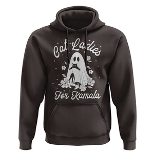 Cat Ladies For Kamala Hoodie Witch And Cats Halloween Harris 2024 TS09 Dark Chocolate Print Your Wear