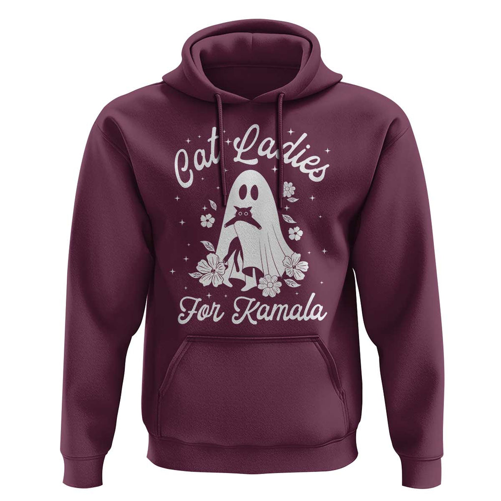Cat Ladies For Kamala Hoodie Witch And Cats Halloween Harris 2024 TS09 Maroon Print Your Wear