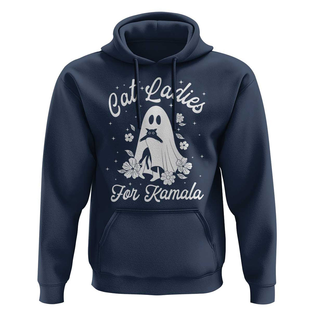 Cat Ladies For Kamala Hoodie Witch And Cats Halloween Harris 2024 TS09 Navy Print Your Wear