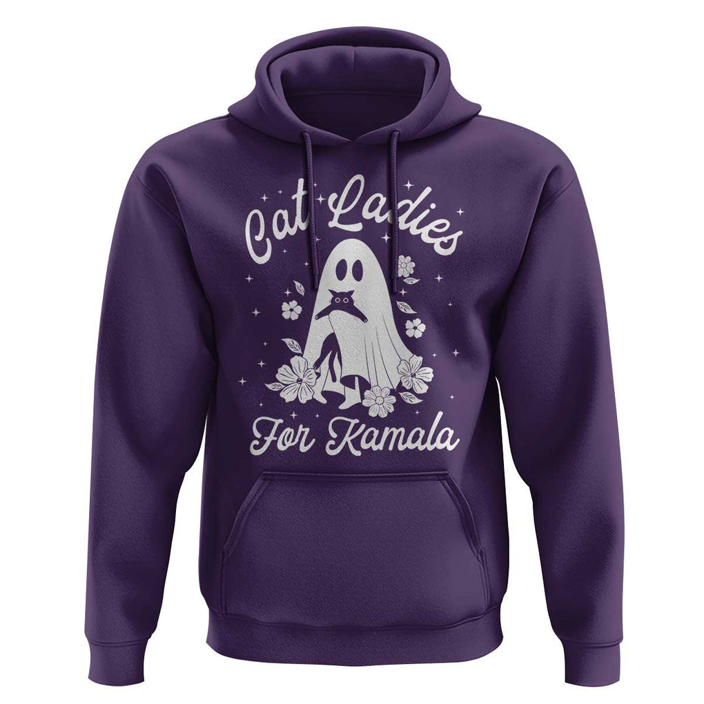Cat Ladies For Kamala Hoodie Witch And Cats Halloween Harris 2024 TS09 Purple Print Your Wear