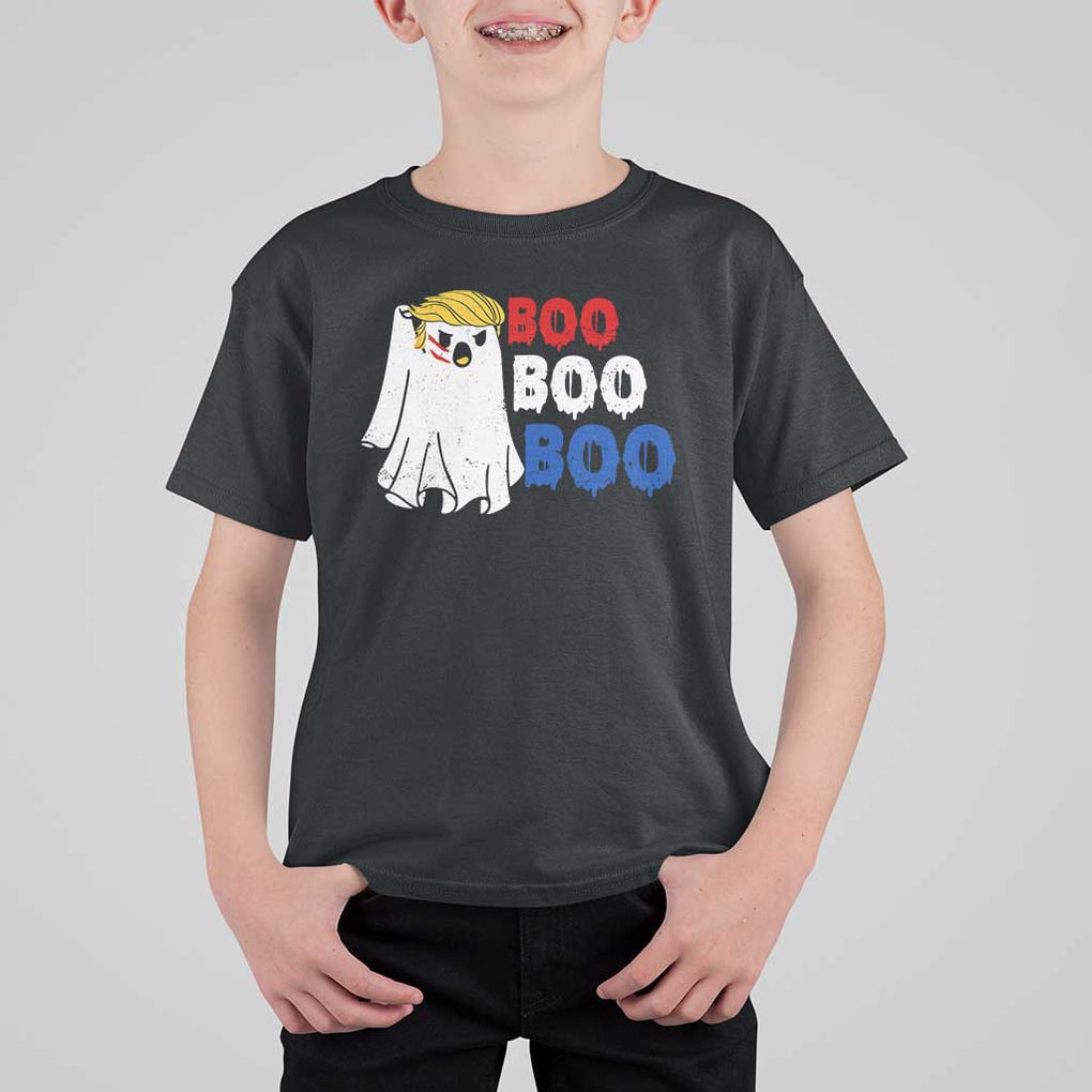 Funny Halloween Trump Fighting T Shirt For Kid Cute Ghost Raise Fist Boo Boo Boo TS09 Black Print Your Wear