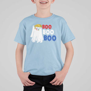 Funny Halloween Trump Fighting T Shirt For Kid Cute Ghost Raise Fist Boo Boo Boo TS09 Light Blue Print Your Wear