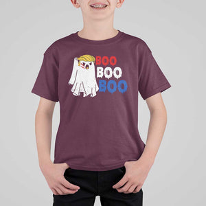 Funny Halloween Trump Fighting T Shirt For Kid Cute Ghost Raise Fist Boo Boo Boo TS09 Maroon Print Your Wear