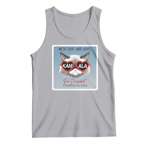 Kamala For President 2024 Tank Top With Love And Hope Cool Cat TS09 Athletic Heather Print Your Wear