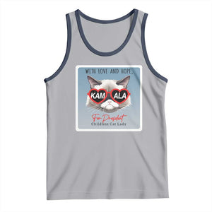 Kamala For President 2024 Tank Top With Love And Hope Cool Cat TS09 Athletic Heather Navy Print Your Wear
