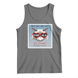 Kamala For President 2024 Tank Top With Love And Hope Cool Cat TS09 Black Heather Print Your Wear