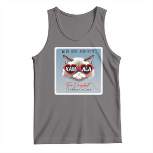 Kamala For President 2024 Tank Top With Love And Hope Cool Cat TS09 Deep Heather Print Your Wear