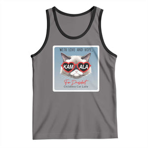 Kamala For President 2024 Tank Top With Love And Hope Cool Cat TS09 Deep Heather Black Print Your Wear