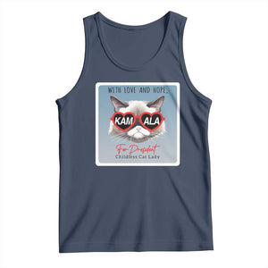 Kamala For President 2024 Tank Top With Love And Hope Cool Cat TS09 Navy Print Your Wear