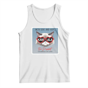 Kamala For President 2024 Tank Top With Love And Hope Cool Cat TS09 White Print Your Wear