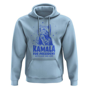 Kamala For President 2024 Hoodie With Love And Hope Cute Cat TS09 Light Blue Print Your Wear