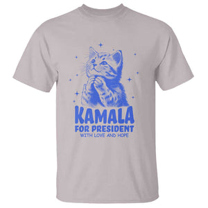 Kamala For President 2024 T Shirt With Love And Hope Cute Cat TS09 Ice Gray Print Your Wear
