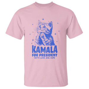 Kamala For President 2024 T Shirt With Love And Hope Cute Cat TS09 Light Pink Print Your Wear