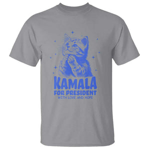 Kamala For President 2024 T Shirt With Love And Hope Cute Cat TS09 Sport Gray Print Your Wear