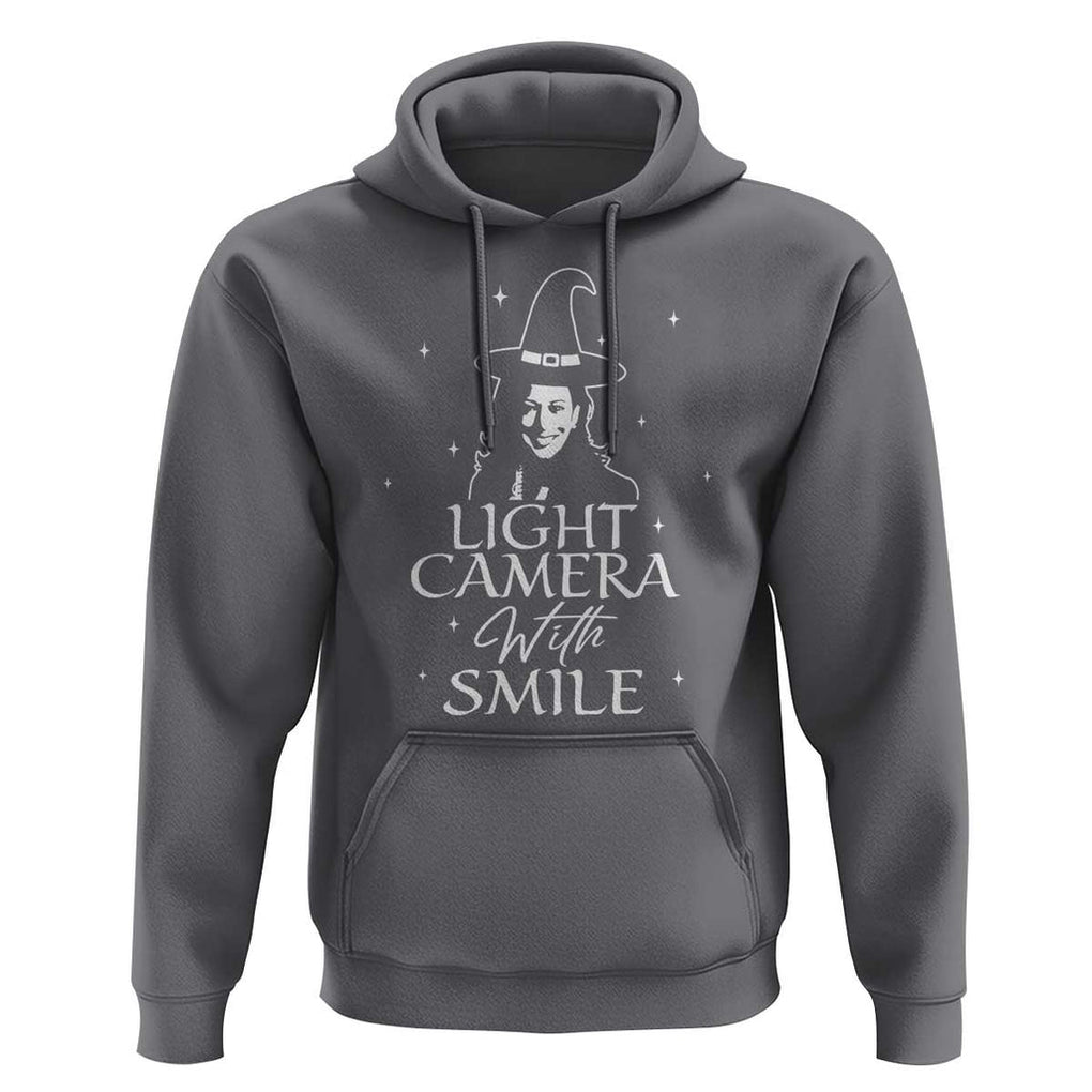 Funny Halloween Witch Kamala Hoodie Light Camera Witch Smile Harris 2024 TS09 Charcoal Print Your Wear