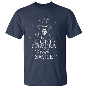 Funny Halloween Witch Kamala T Shirt Light Camera Witch Smile Harris 2024 TS09 Navy Print Your Wear