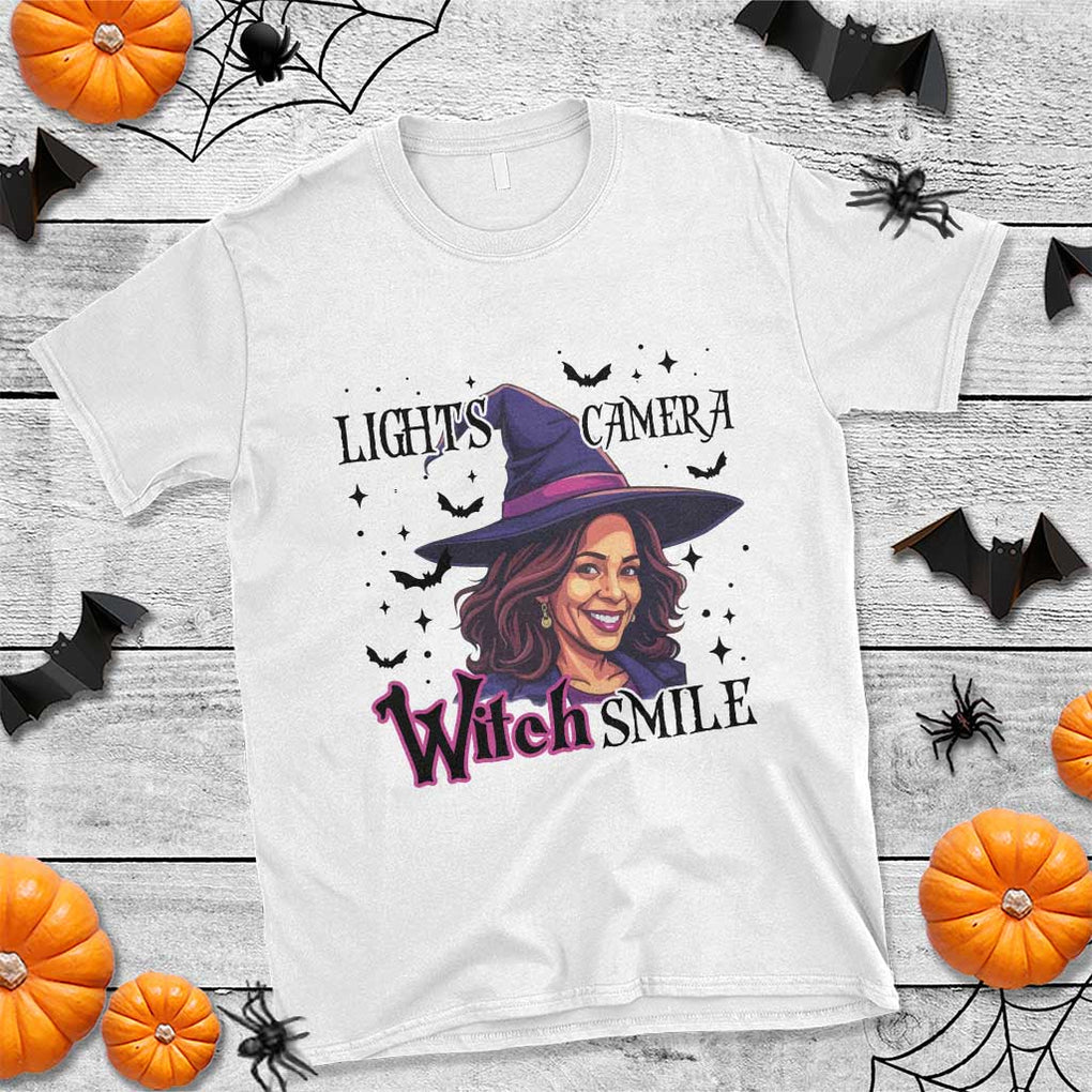 Funny Halloween Witch Harris T Shirt Light Camera Witch Smile Kamala Support TS09 White Print Your Wear