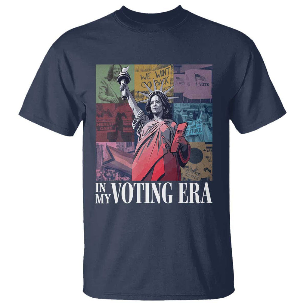 Harris 2024 T Shirt In My Voting Era Kamala Liberty Of Statue TS09 Navy Print Your Wear